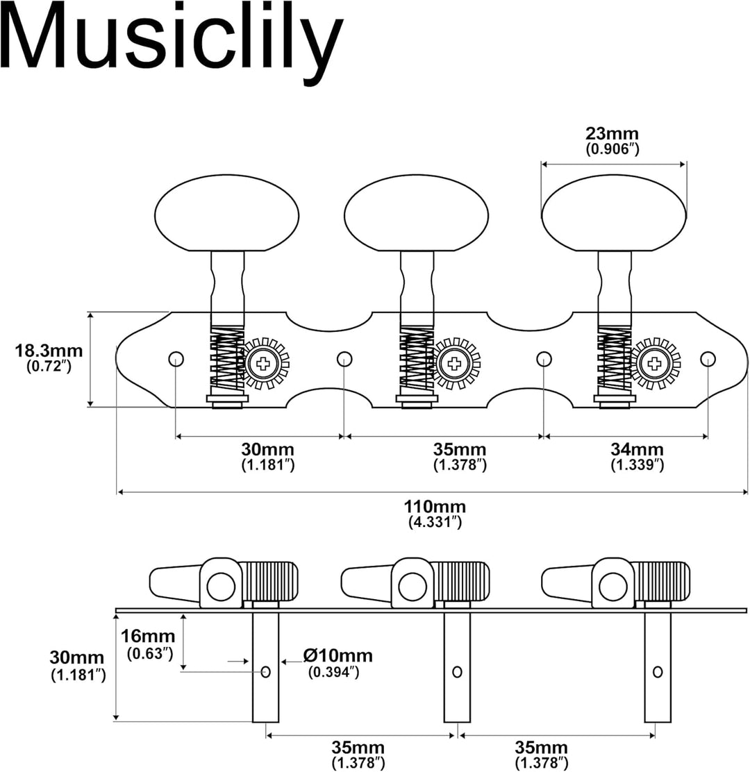 Musiclily Pro 3L3R Baker Style Klassische Gitarre Mechaniken Stimmwirbel Tuning Pegs Machine Heads S