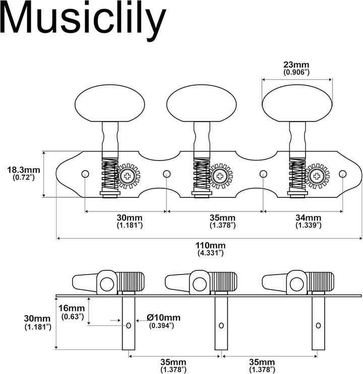 Musiclily Pro 3L3R Baker Style Klassische Gitarre Mechaniken Stimmwirbel Tuning Pegs Machine Heads S