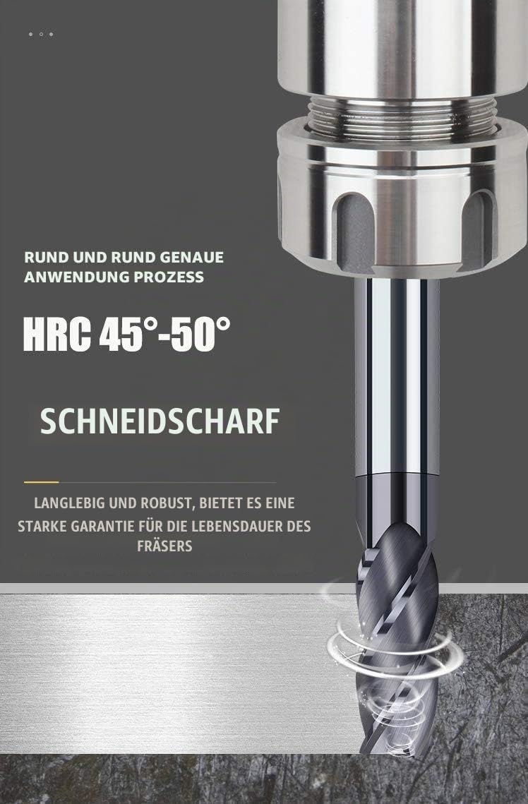 ASZLBYM 8 Stück 2–12 mm CNC-Vierkant-Schaftfräser, Hartmetall-Wolframstahl, 4-fach-Fräser, Fräser, D
