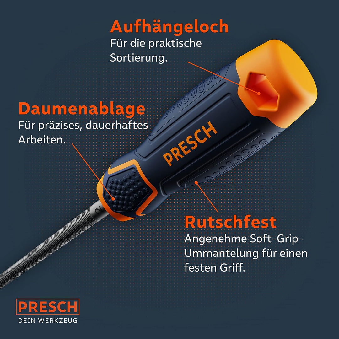 Presch Werkstattfeilen Set 5tlg. - Hochwertiges Metallfeilen Set mit Hieb 2 inkl. Flachstumpffeile,