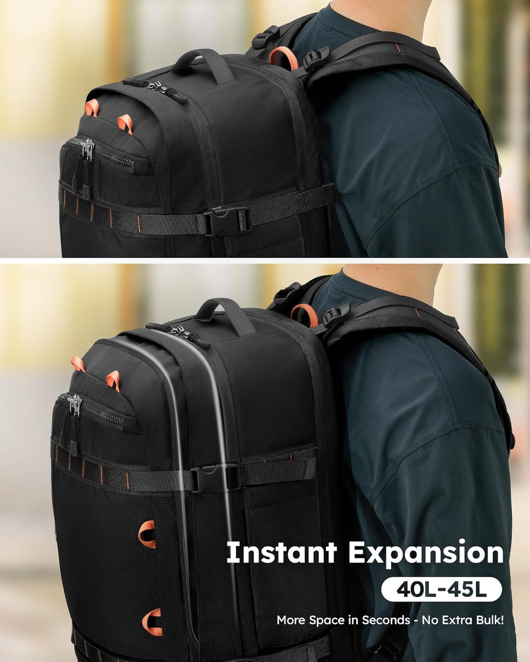 Tolaccea Handgepäck Rucksack, TSA-Freundlich Reiserucksack, Laptop Rucksack für 17.3 Zoll, Erweiterb