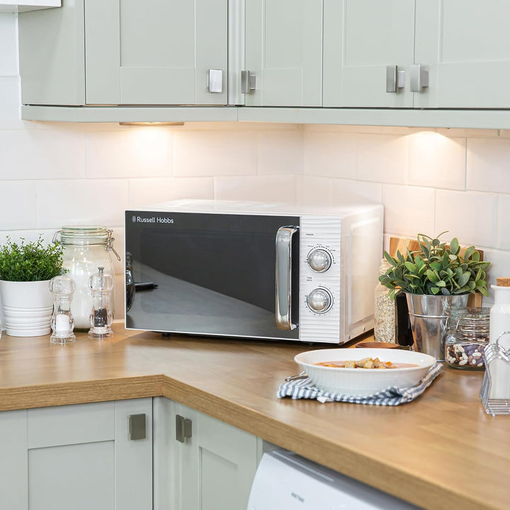 Russell Hobbs RHM1731 Inspire Solo Mikrowelle, 17 Liter, 700W, Weiss, mit 5 Leistungsstufen, Timer,