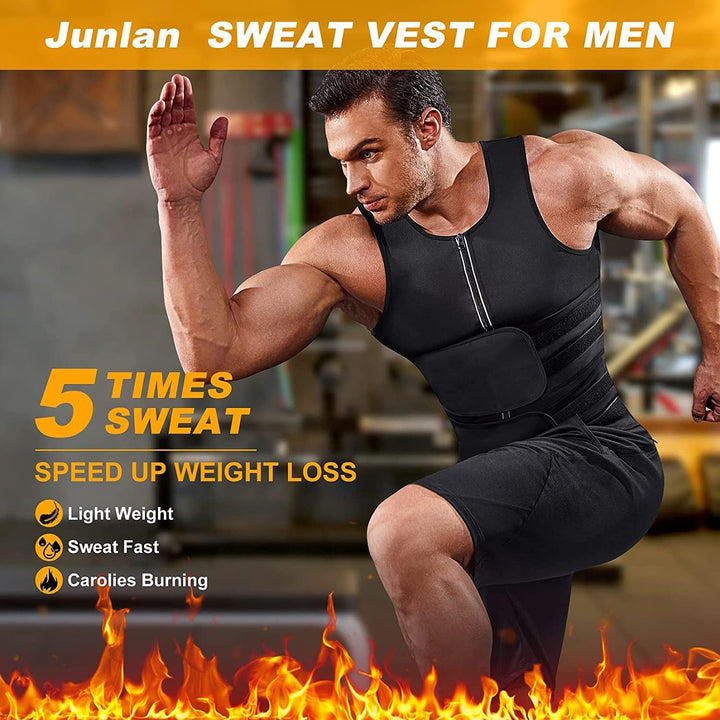 KUMAYES Herren Sauna Schweiss Weste Bauchweggürtel Neopren Fitness Korsett Bauchweg Shirt mit Sauna
