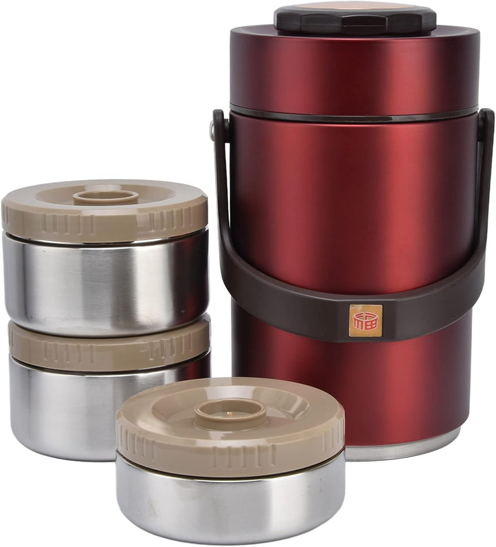 Thermobehälter für Essen, 2,3 L Isolierter Lebensmittelbehälter 304 Edelstahl 3 Lagiger Warmhaltebeh