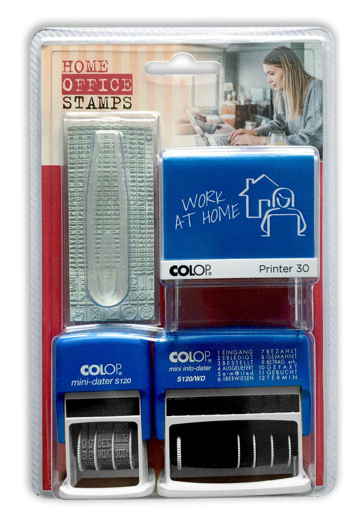 Colop Home Office SET, bestehend aus Printer 30 Set mit Typeneinreihung, Datumstempel S 120 und Wort