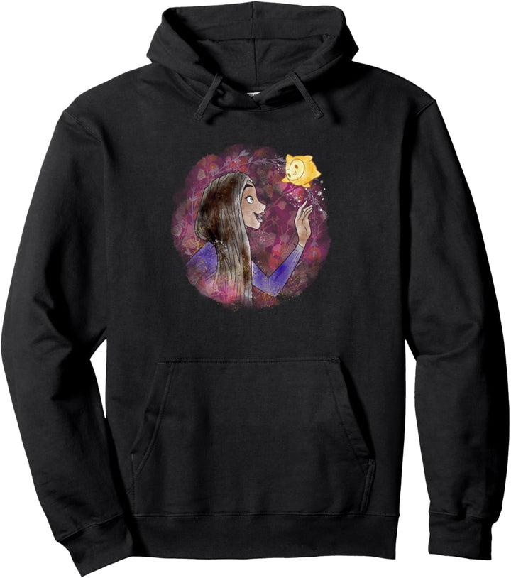 Disney Wish Asha & Star Watercolor Vignette Portrait Pullover Hoodie