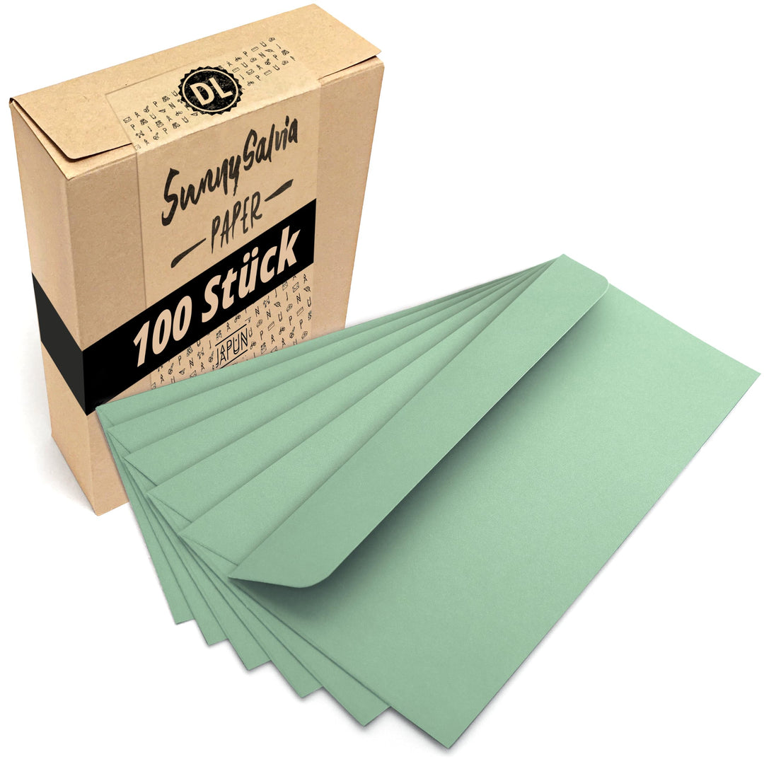 Japun – Briefumschläge (100 Stück) aus Papier, Kuvert, Umschlag ohne Fenster - DIN lang - 220 x 110