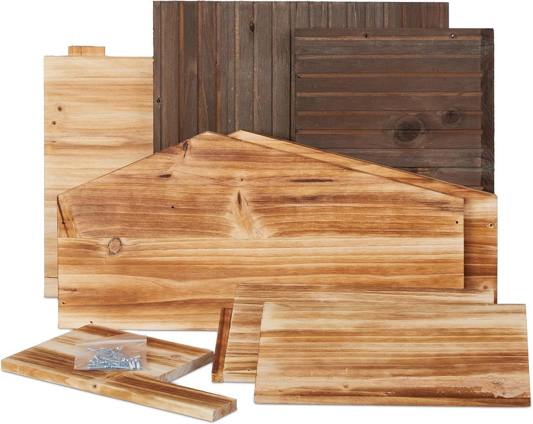 Relaxdays Igelhaus, Holz, Igelhotel mit Boden, 2 Kammern, Winterquartier für Igel, Garten, HBT: 24x4