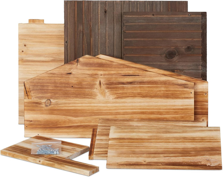 Relaxdays Igelhaus, Holz, Igelhotel mit Boden, 2 Kammern, Winterquartier für Igel, Garten, HBT: 24x4