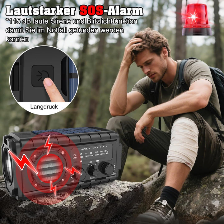 Nigecue Solar Radio, Tragbar Kurbelradio Dynamo Radio mit AM/FM, Eingebaute Wiederaufladbare Batteri
