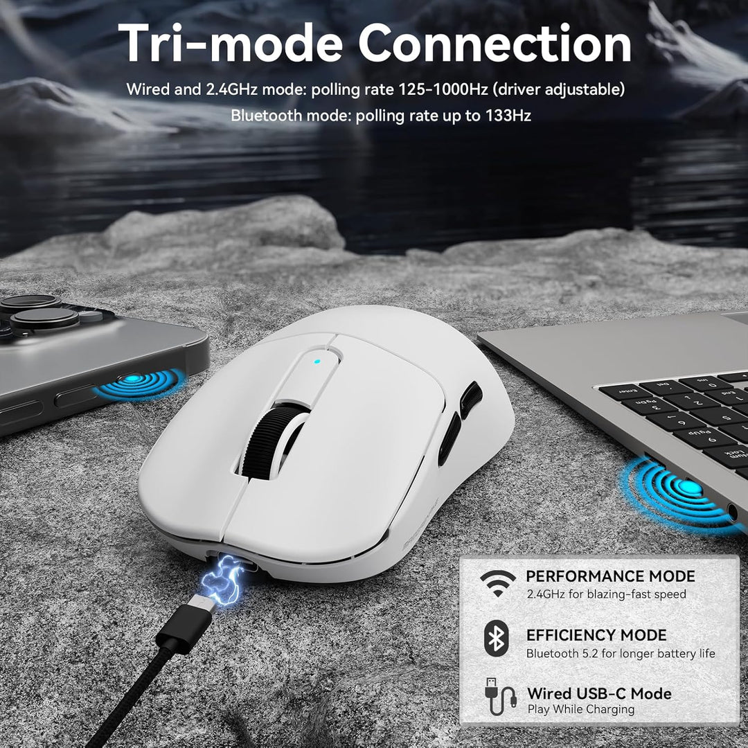 MAMBASNAKE M3 39g SUPERLEICHTE Kabellose Gaming-Maus mit Spiralkabel, PixArt PAW3395PRO-Sensor, Bis