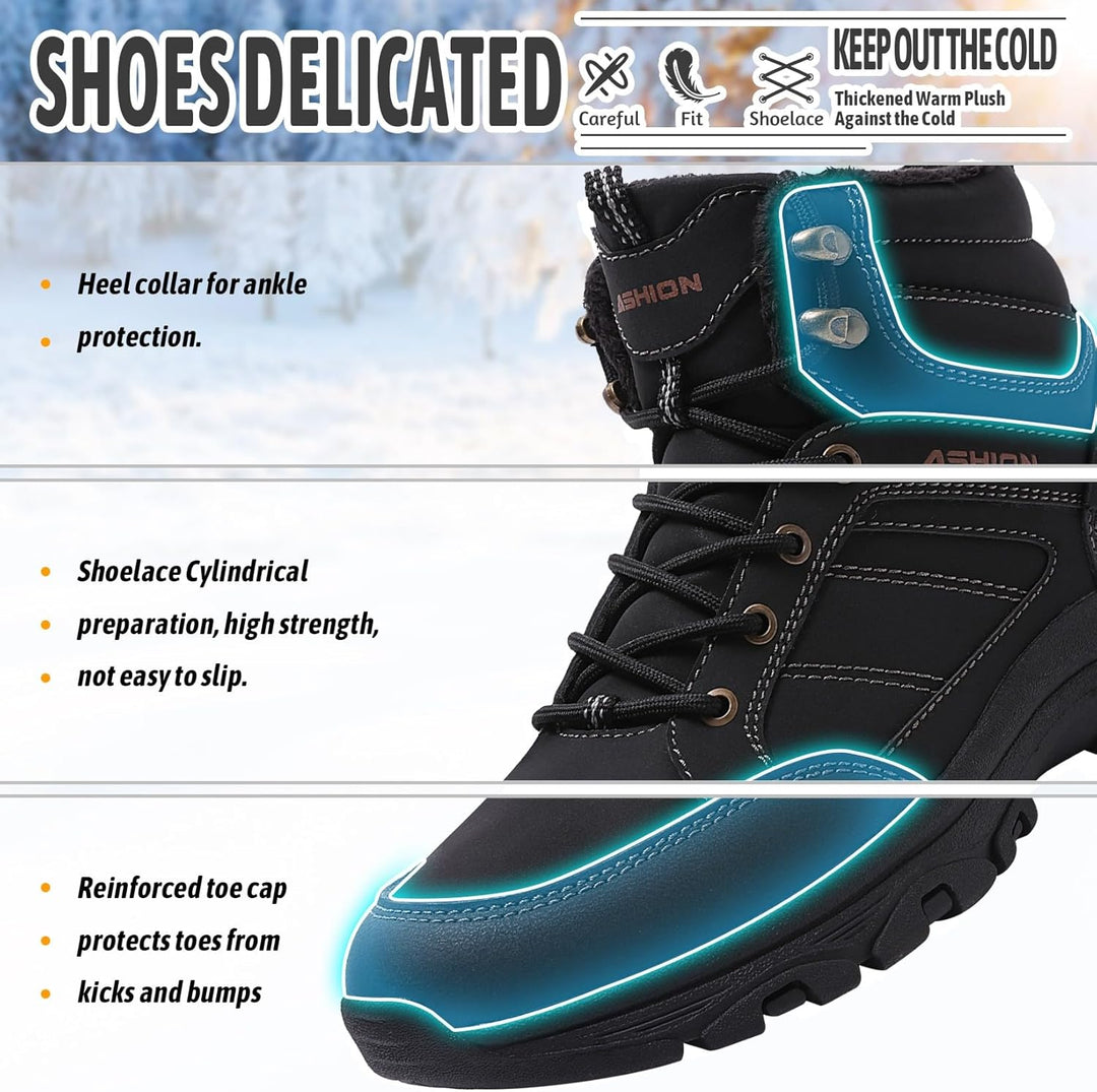 Littleplum Wanderschuhe Herren Winterstiefel mit Warm Gefütterte Herren Trekkingschuhe rutschfeste W