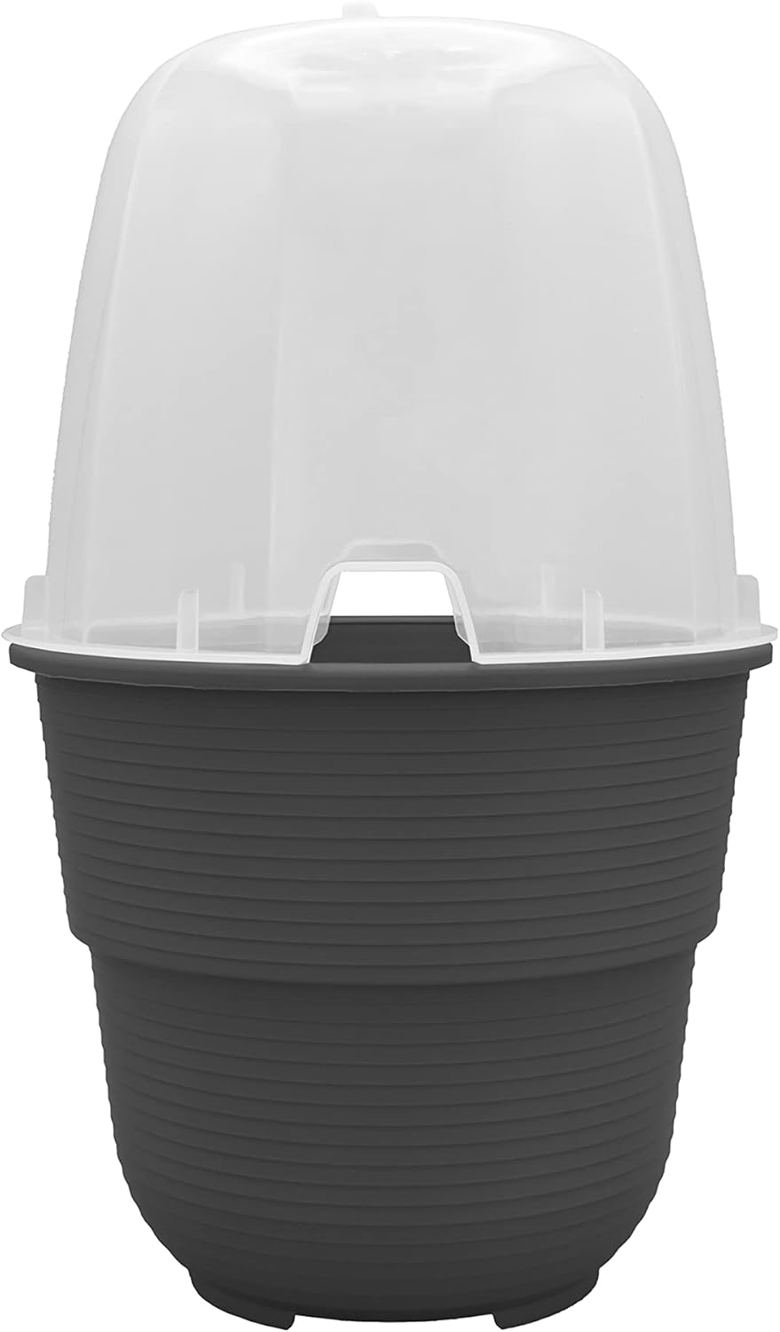 5er-Set Anzuchthaube mit Blumentopf 16 cm Durchmesser Anthrazit runder Anzuchttopf Anzuchthilfe Mini