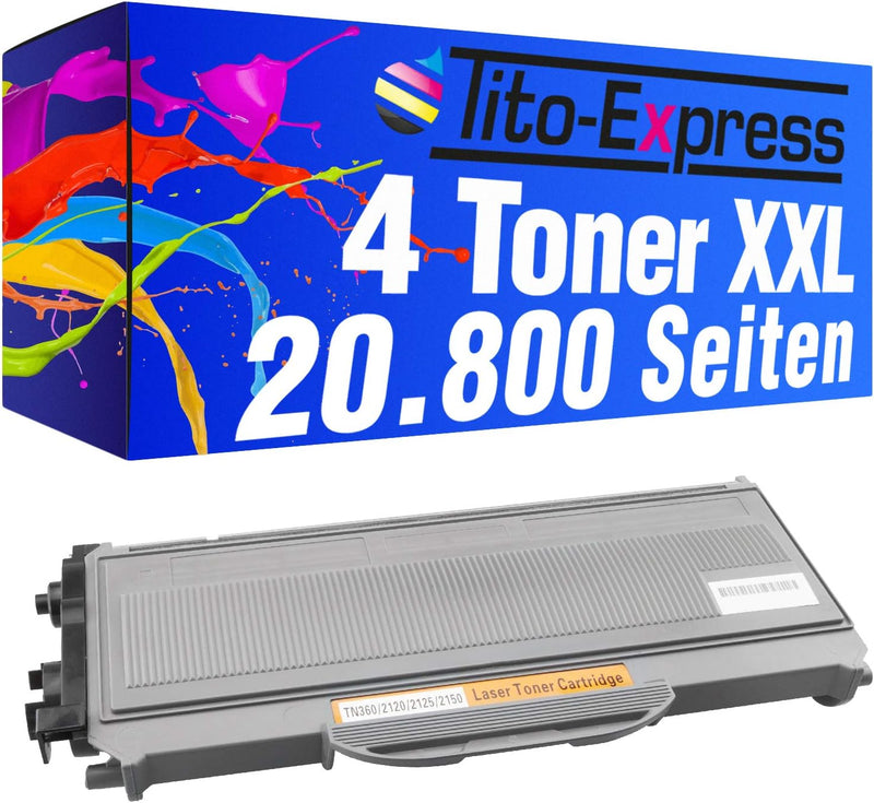 Tito-Express 4 Toner Mega-XL Schwarz kompatibel mit Brother TN-2120 20.800 Seiten