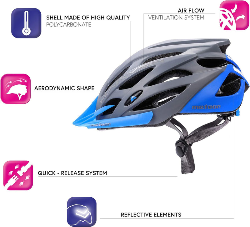 meteor® Marven Fahrradhelm Herren Damen Kinder-Helm MTB rollerhelm mädchen kinderfahrradhelm für Dow