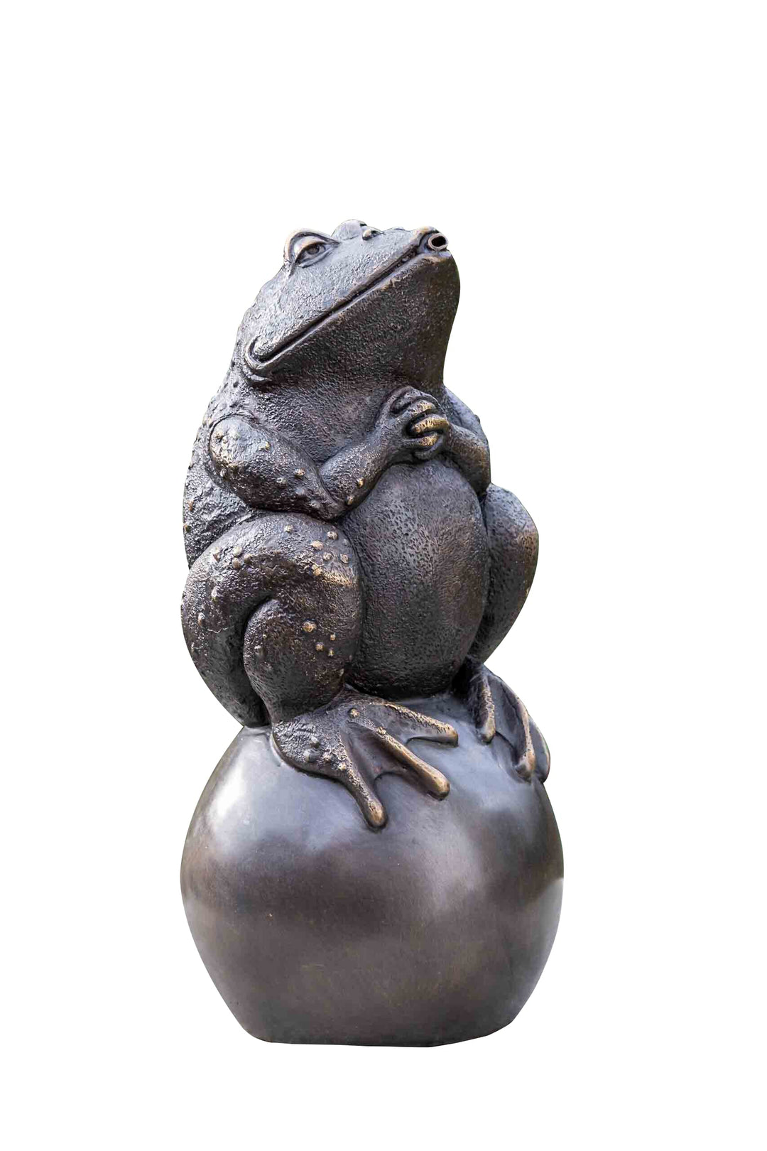 IDYL Bronze-Skulptur Frosch auf Einer Kugel | 34x15x16 cm | Tierfigur aus Bronze handgefertigt | Gar