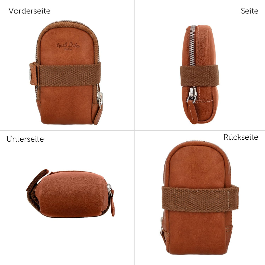 Gusti Satteltasche Leder- UDO B. Schlauchtasche mit wasserfestem Fahrradtasche für Werkzeug Ledertas