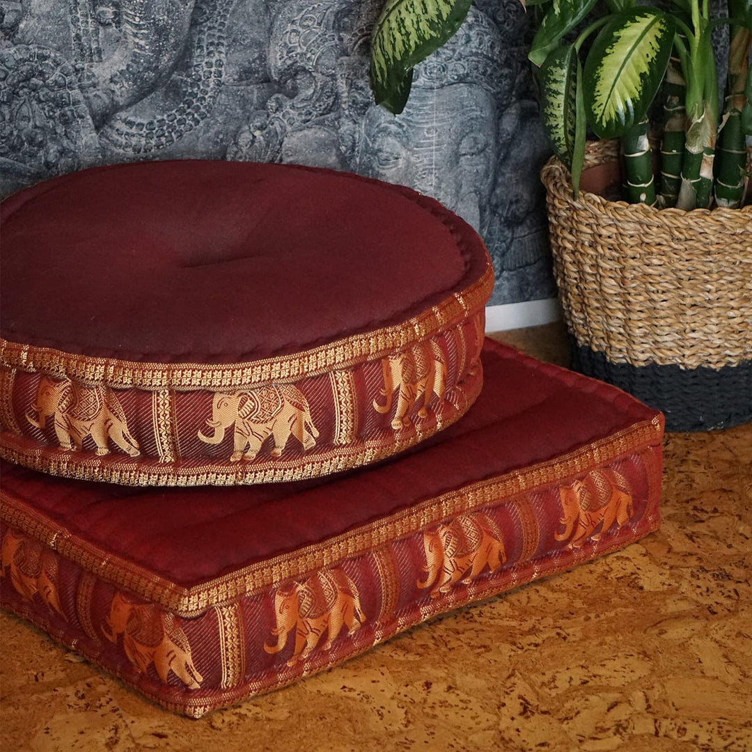 livasia Meditationskissen mit Thaiseide, Yogakissen mit Kapok, Pouf, Bodenkissen für Yoga und Zen Me