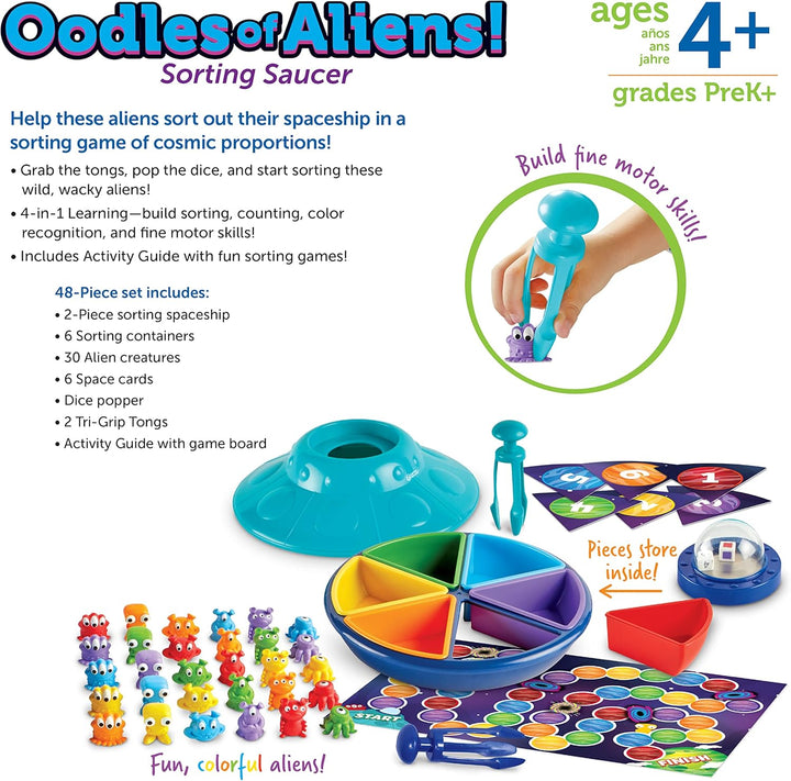 Learning Resources Oodles of Aliens! UFOs sortieren, EIN Spiel zum Farbensortieren für Kinder ab 3 J
