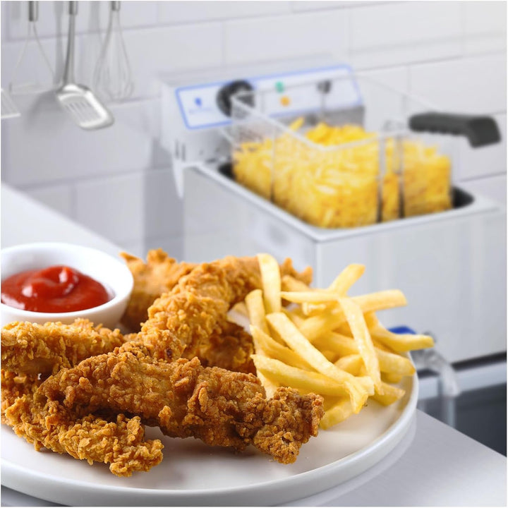 Royal Catering Elektro-Fritteuse Edelstahl (Kapazität 17 L, 3.000 W, Thermostat, Temperaturbereich 6