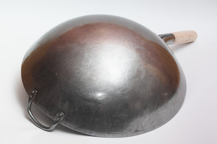 Craft Wok Grosser, schwerer, handgefertigter Pow-Wok aus Carbonstahl mit Holz- und Stahlgriff, 40 cm