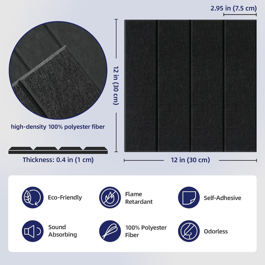 Vieshful 20 Stück Akustikpaneele Selbstklebend – 30x30x1cm Schallschutzplatten & Wandpaneele selbstk