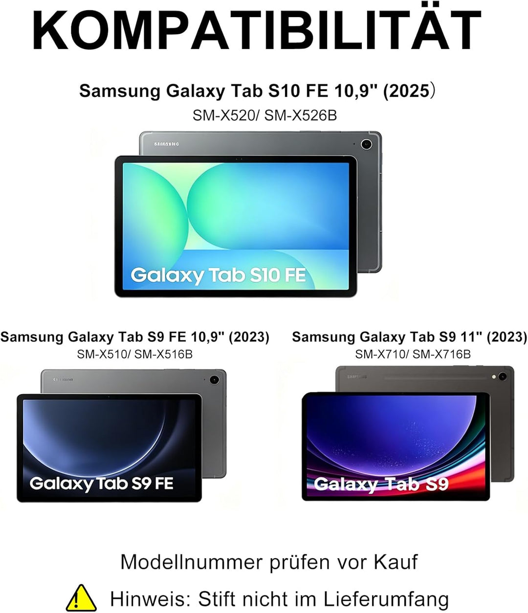 Für Samsung Galaxy Tab S10 FE Hülle mit Tastatur 7-Farben Beleuchtung, für S9 FE/S9 10,9/11 Zoll (20