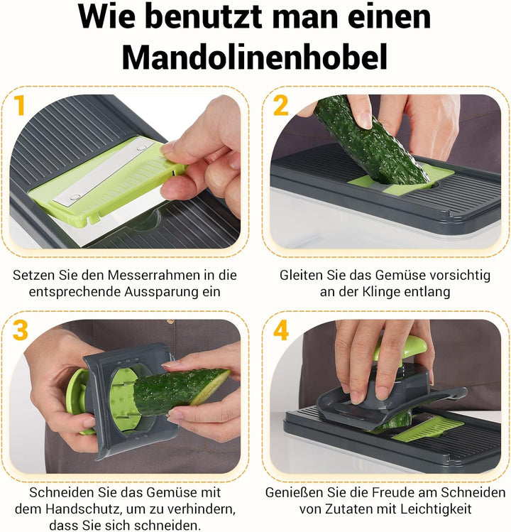 5 in 1 Mandoline Gemüsehobel Gemüsereibe - Gurkenhobel Dünne Scheiben - Reibe für Gemüse - Hobel Gem