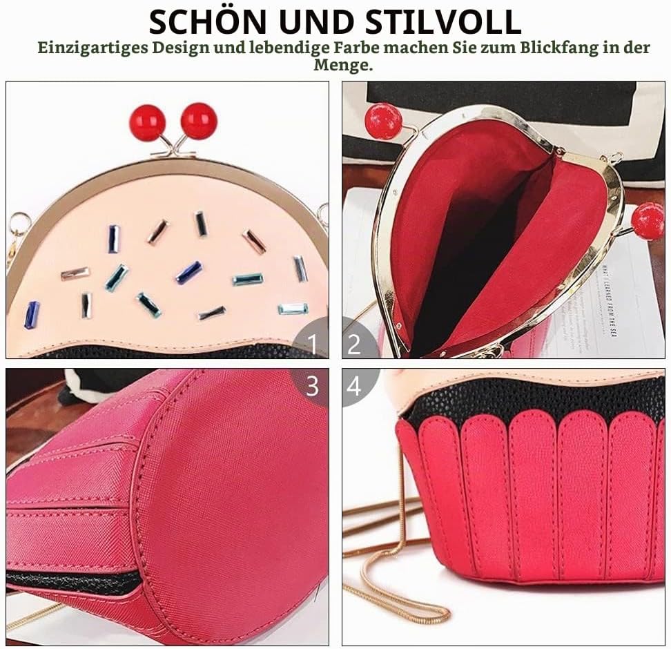 Amosfun Kleine Niedliche Crossbody Geldbörse Einzigartige Cupcake Eis Förmigen Design Handy Schulter