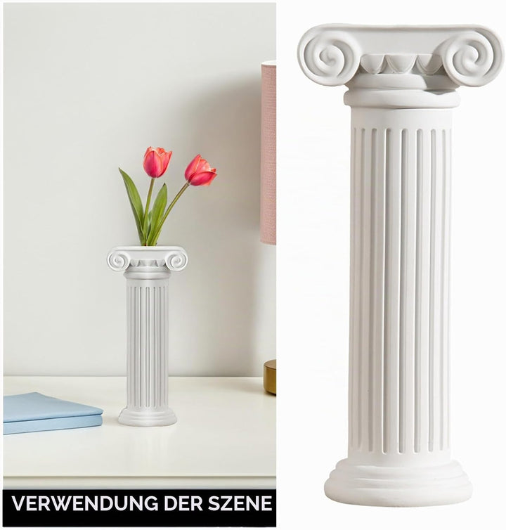 Yardwe Römischen Säule Vase Weiss Griechische Säule Deko Vintage Blumenvase Standsäule Dekosäule Blu