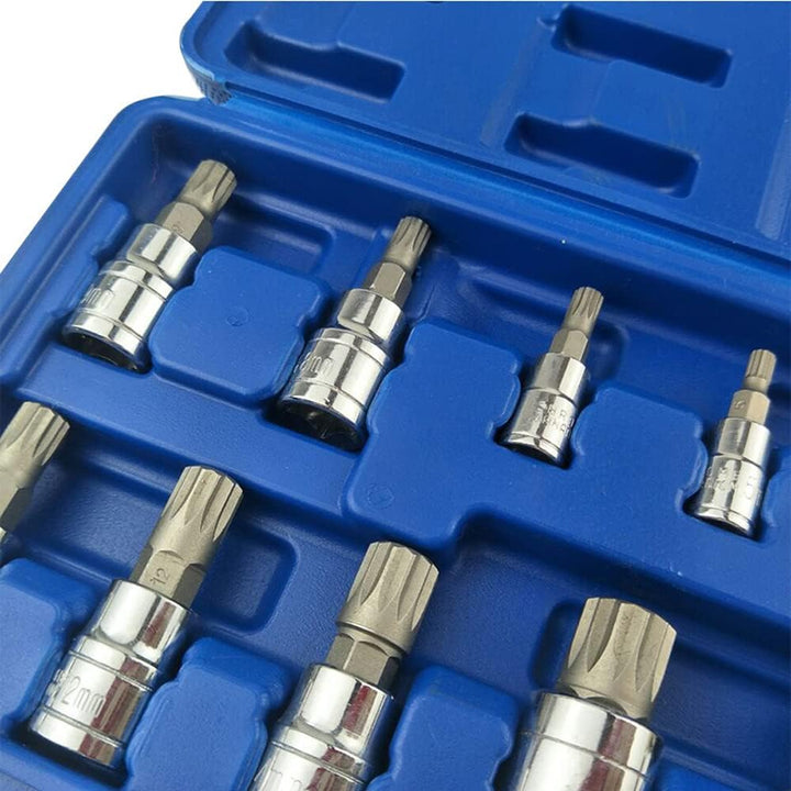 Antriebs-Steckschlüssel-Werkzeug-Set, 10 Stück M4 - M18 Torx-Bit-Steckschlüssel-Set mit Aufbewahrung