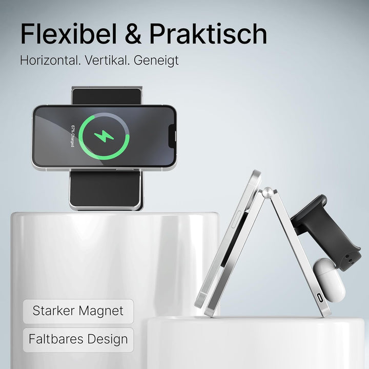 TEGLER 3-in-1 MagSafe Ladestation aus hochwertigem Aluminium für iPhone, Apple Watch & AirPods – Fal