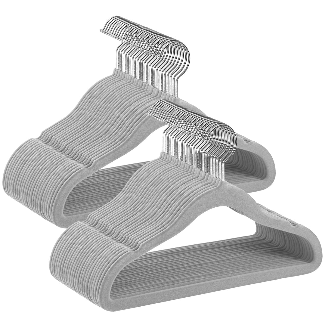 SONGMICS Kinderkleiderbügel, 50er Set Kleiderbügel Kinder, Baby-Kleiderbügel, Bügel Samt, 360° drehb