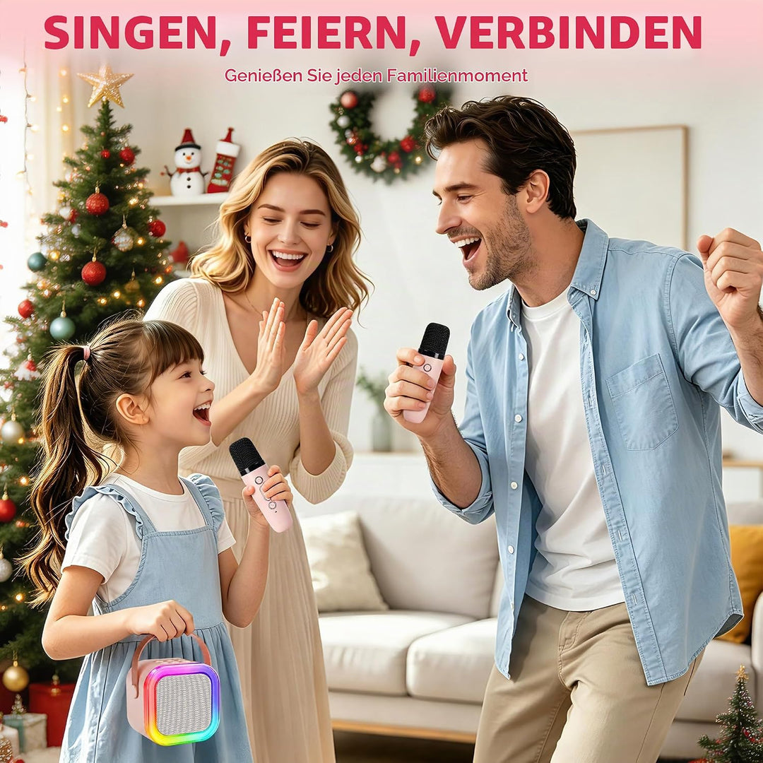 Karaoke Maschine für Kinder,Mini Karaoke Maschine mit 2 kabellosen Mikrofonen,Geburtstagsgeschenk fü