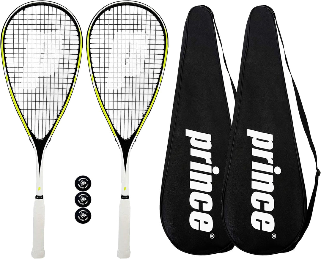 Prince Team 400 & 450 Squashschläger Twin Set Serie, inkl. Squashschlägerhüllen in voller Länge und
