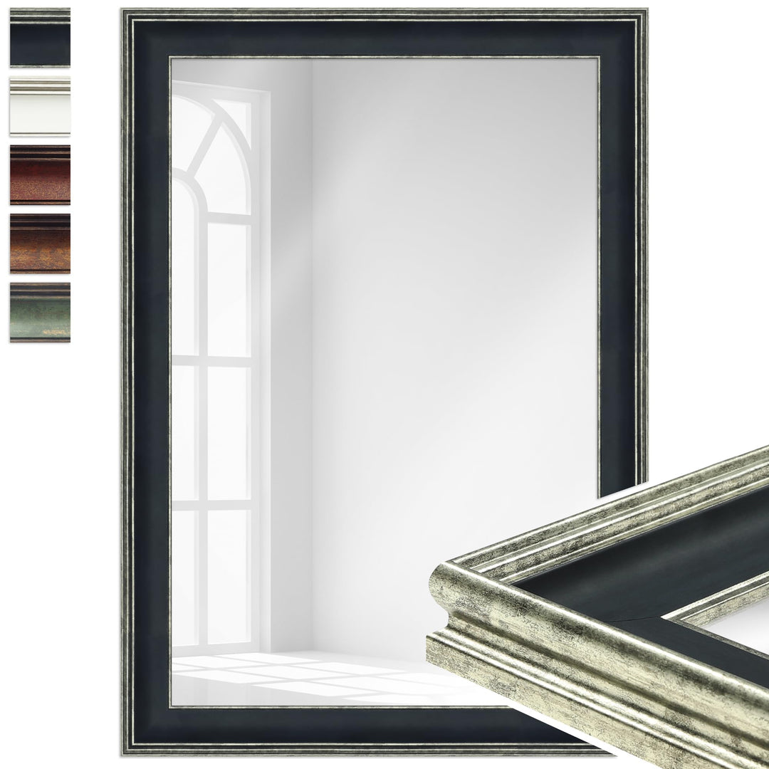 WANDStyle Spiegel Barock und Antik Stil I Aussenmass ca. 60 x 85 cm I Farbe Schwarz I schwarzer Wand