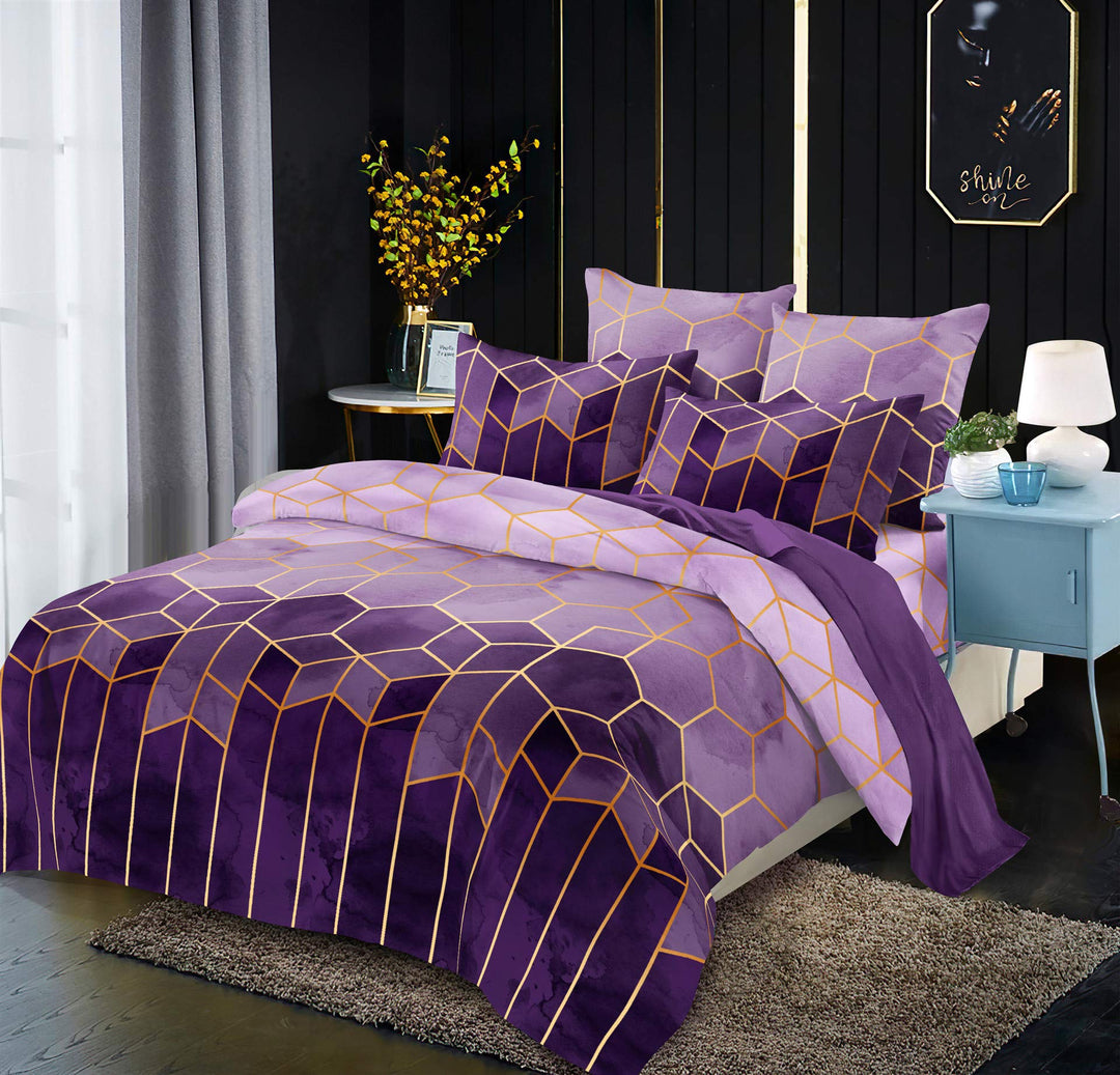 Luofanfei Bettwäsche Gestreift 135x200cm Bettdeckenbezug Lila 4teilig Microfaser Bettwäsche Set Bett