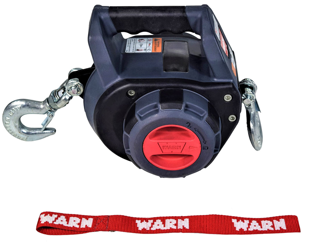 WARN 101570 Tragbare Handwinde mit 9 m Stahldrahtseil: 340 kg Zugkraft, grau. 340 kg. Kapazität Drah