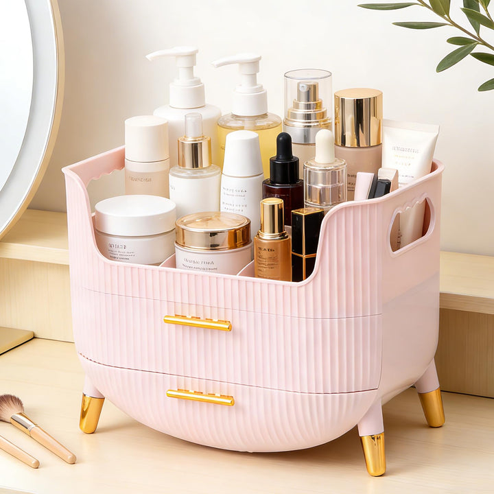 FARYODI Kosmetik Make-up-Organizer mit 2 Schubladen, Rutschfester Schminktisch-Organizer, Hautpflege