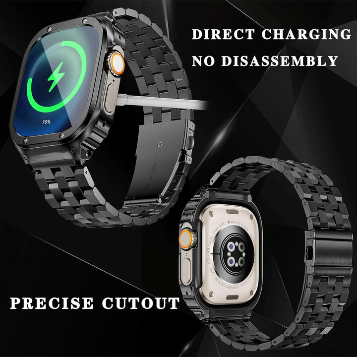 HASLFM Apple Watch Armbänder Kompatibel für iWatch Serie 6/5/4/SE/3/2/1(44mm/42mm), Edelstahl Apple