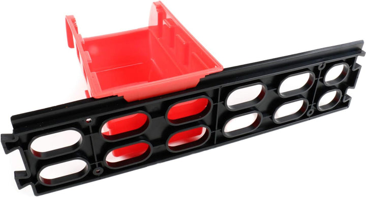8 Stapelboxen mit Aufhängeschiene von Kinzo Storage, Kunststoff, ca. 10 x 16 cm pro Box, rot