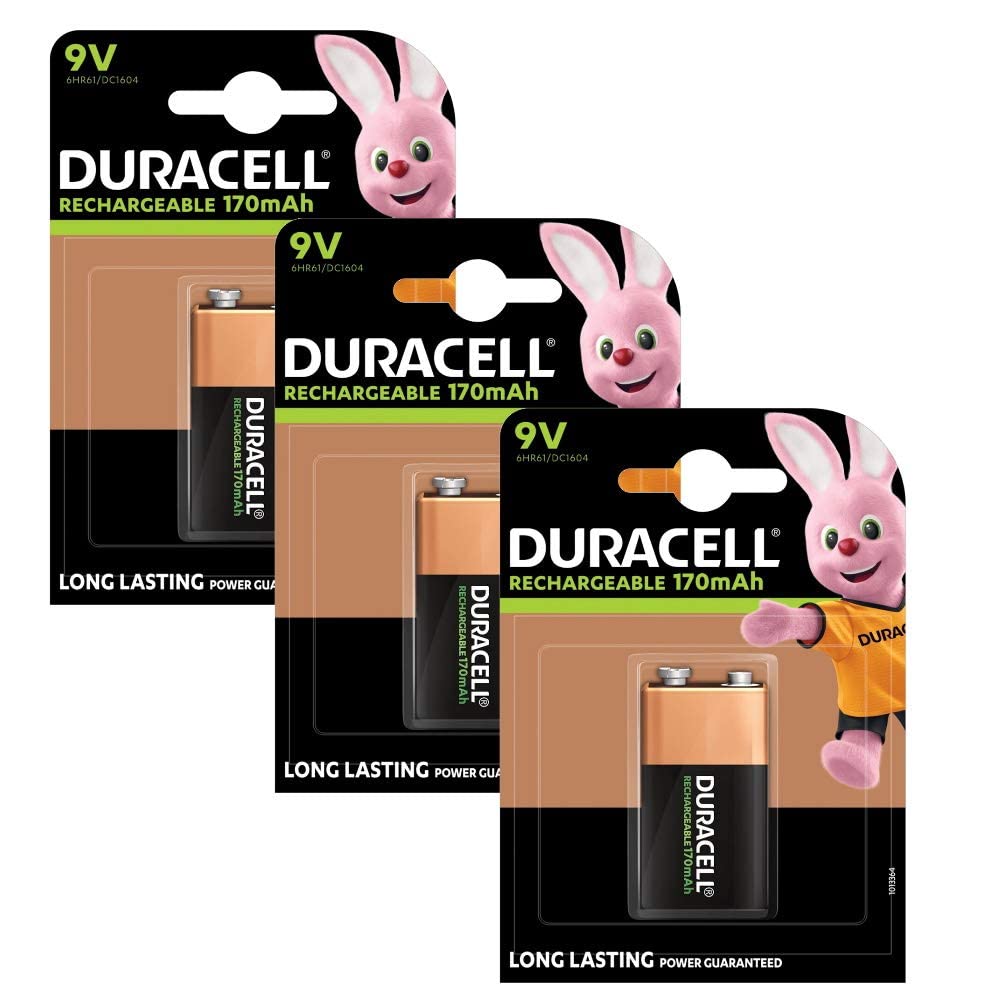 Duracell Rechargeable 9V Batteries--Pack of 3