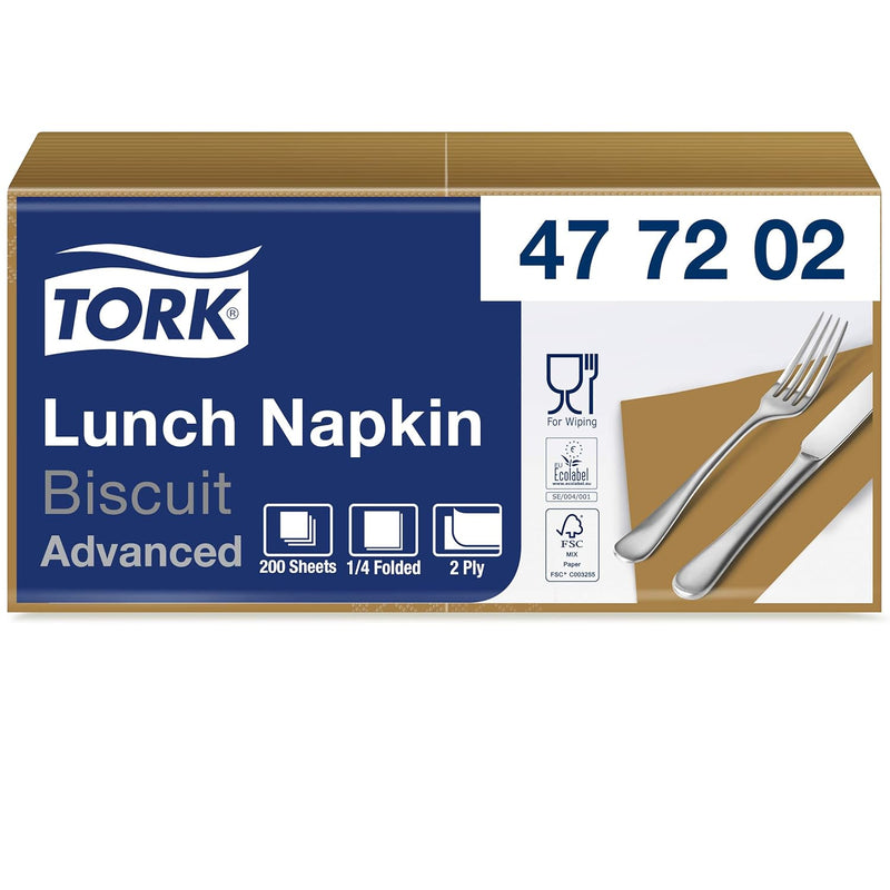 Tork 477202 Lunchservietten Biscuit / 2-lagige Servietten für kleine Gerichte & Snacks / 10 x 200 (2