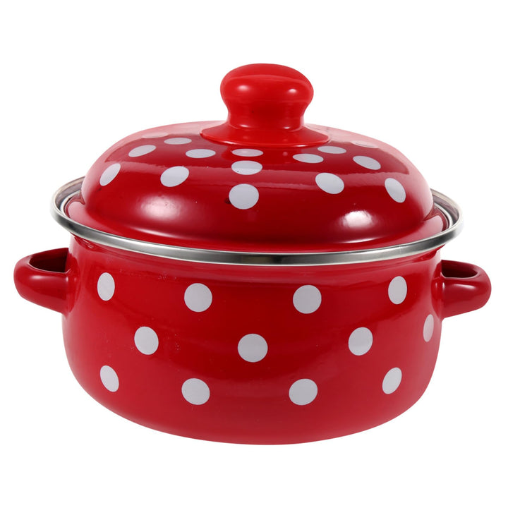HOMSFOU Emaille Suppentopf Mit Doppelgriffen Und Deckel Zum Kochen Von Suppe Und Porridge Energieför
