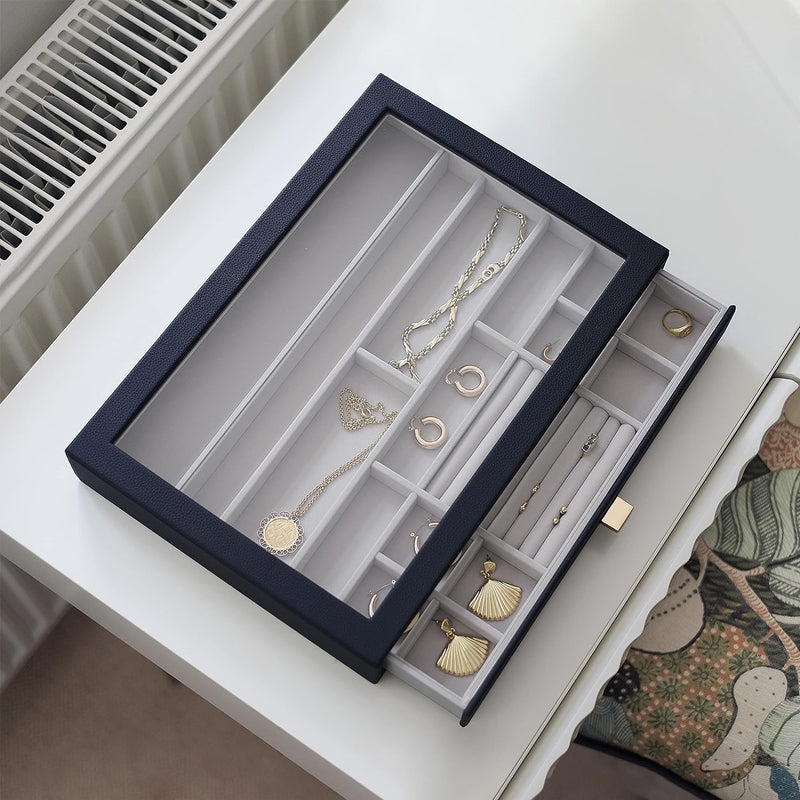 Stackers Navy Pebble Supersize Jewellery Box Display Drawer, Navy