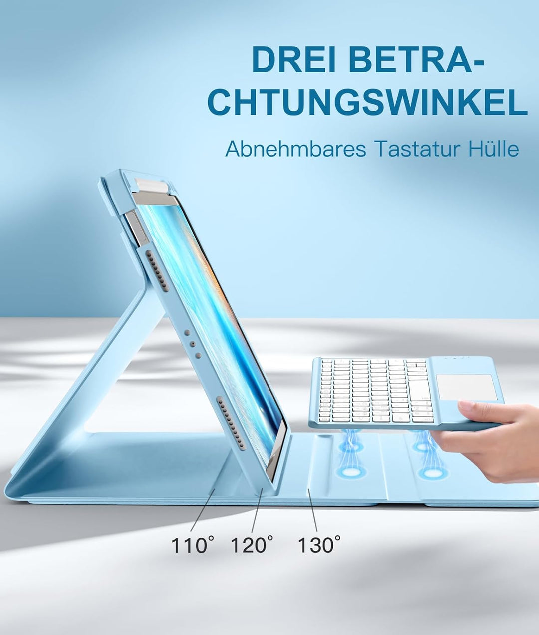 Vobafe Hülle mit Tastatur für iPad Air 11 Zoll M4 M3 M2 (2026/2025/2024), iPad Air 5. 4. Generation