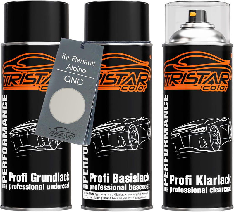 TRISTARcolor Autolack Spraydosen Set für Renault/Alpine QNC Blanc Nacre/Arctic White Grundlack Basis