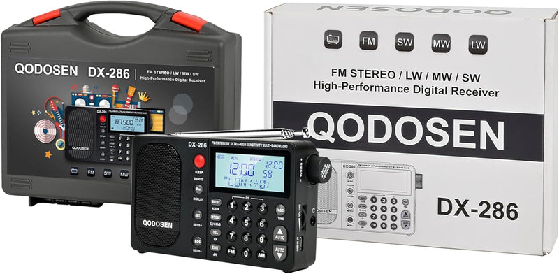 QODOSEN DX-286 Tragbares Radio, mit TEF6686 Automobil-Chip, LW, AM, FM, Kurzwelle, Datensystem (RBDS