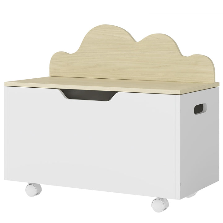 AIYAPLAY Kinderspielzeugtruhe auf Rollen, Kinderaufbewahrungsbox mit Klappdeckel, Sicherheitsscharni