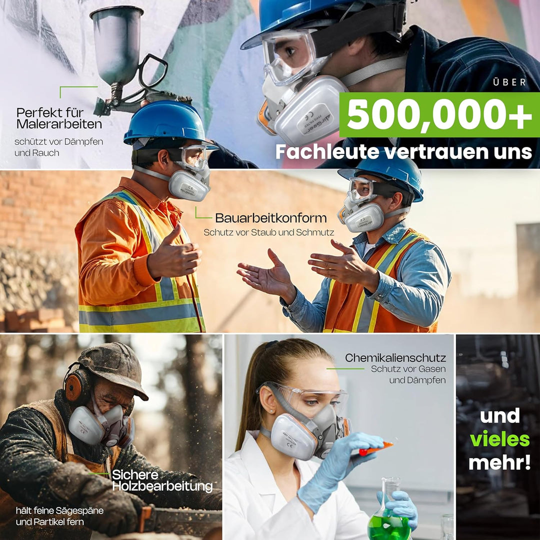 AirGearPro M-500 Atemschutzmaske mit A1P2 Filter, Gasmaske Staubfilter für Lackieren, Arbeiten, Schl